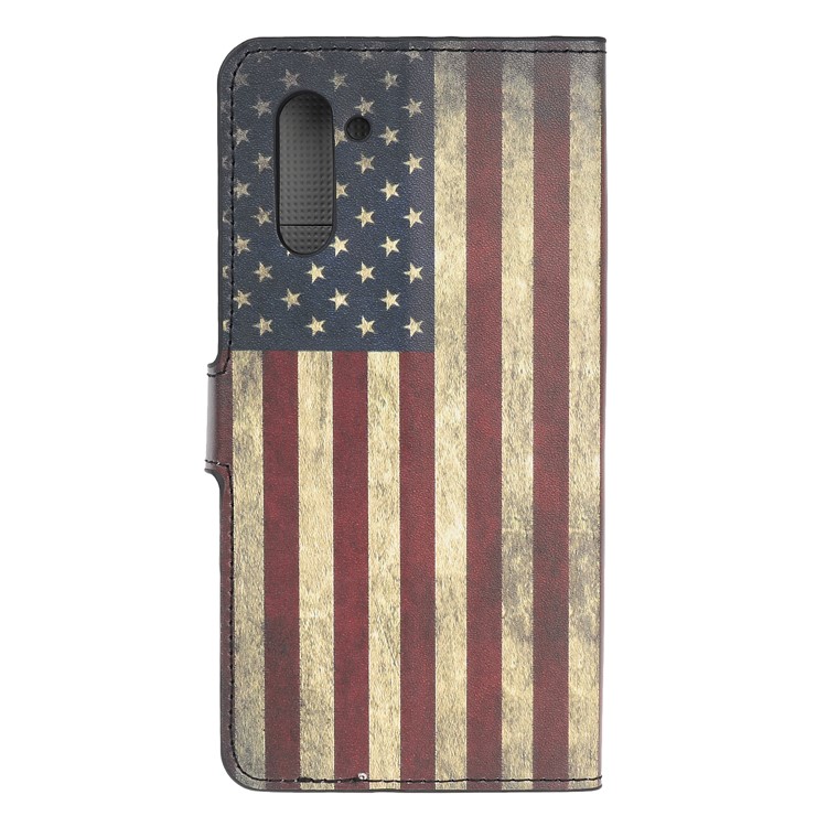 Pattern Printing Leather Wallet Stand Case for Samsung Galaxy Note 10 / Note 10 5G - Vintage American Flag-4