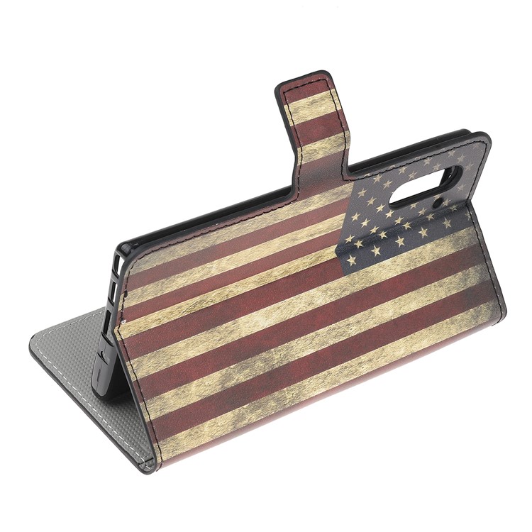 Pattern Printing Leather Wallet Stand Case for Samsung Galaxy Note 10 / Note 10 5G - Vintage American Flag-5