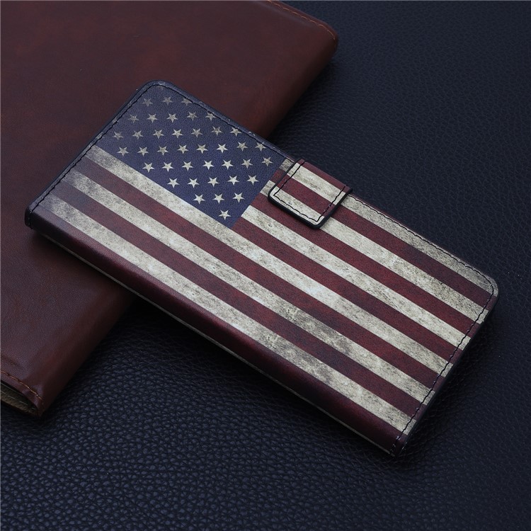 Pattern Printing Leather Wallet Stand Case for Samsung Galaxy Note 10 / Note 10 5G - Vintage American Flag-6