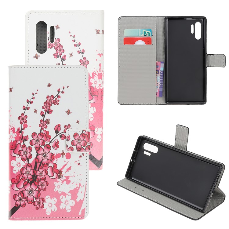 Pattern Printing PU Leather Wallet Stand Phone Cover for Samsung Galaxy Note 10 Plus/10 Plus 5G - Plum Blossom-1