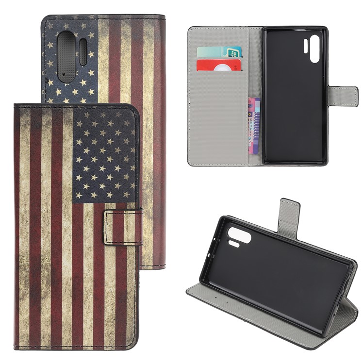 Pattern Printing PU Leather Wallet Stand Phone Cover for Samsung Galaxy Note 10 Plus/10 Plus 5G - American Flag-1