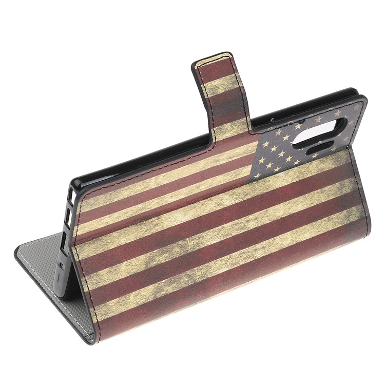 Pattern Printing PU Leather Wallet Stand Phone Cover for Samsung Galaxy Note 10 Plus/10 Plus 5G - American Flag-5