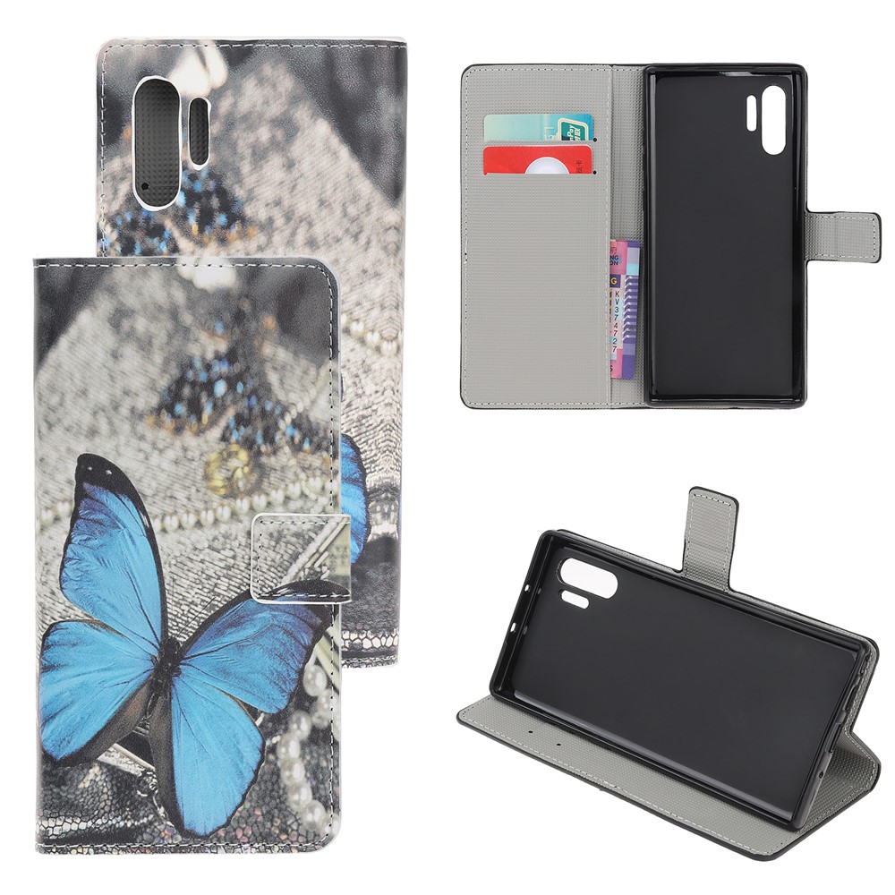 Pattern Printing PU Leather Wallet Stand Phone Cover for Samsung Galaxy Note 10 Plus/10 Plus 5G - Blue Butterflies-1