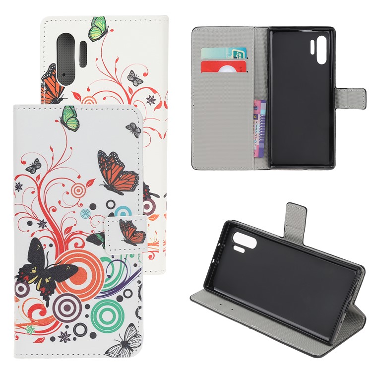 Pattern Printing PU Leather Wallet Stand Phone Cover for Samsung Galaxy Note 10 Plus/10 Plus 5G - Butterflies and Circles-1