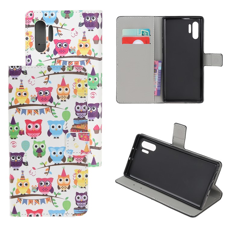 Pattern Printing PU Leather Wallet Stand Phone Cover for Samsung Galaxy Note 10 Plus/10 Plus 5G - Colorful Owls-1