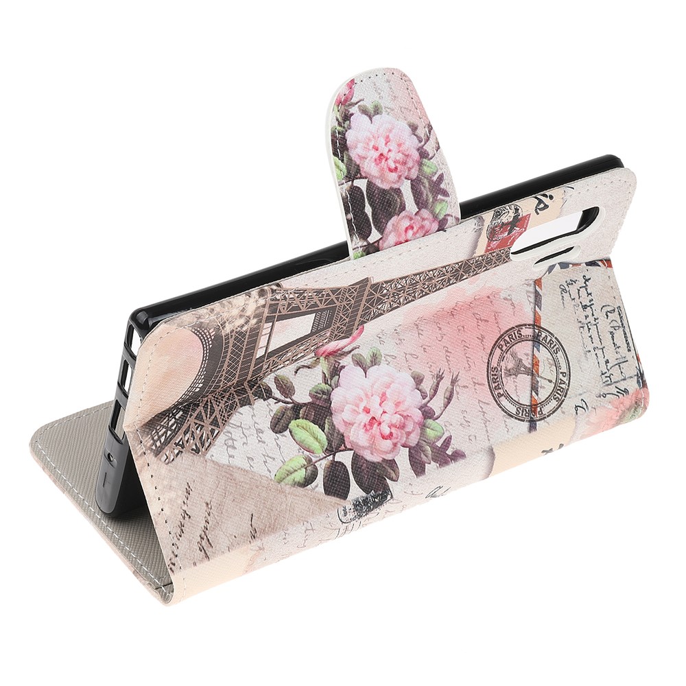 Pattern Printing Cross Texture Leather Wallet Case for Samsung Galaxy Note 10 Plus / Note 10 Plus 5G - Eiffel Tower-5