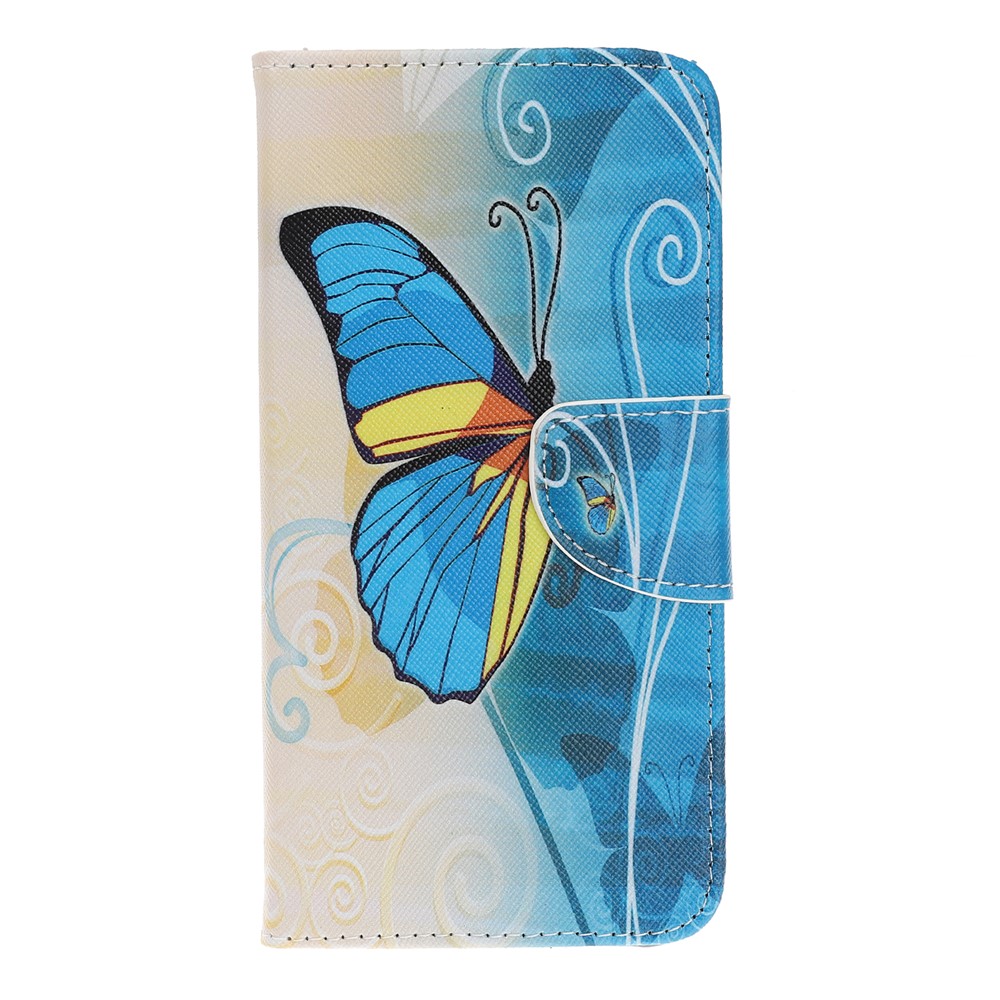 Pattern Printing Cross Texture Leather Wallet Case for Samsung Galaxy Note 10 Plus / Note 10 Plus 5G - Blue Butterfly-3