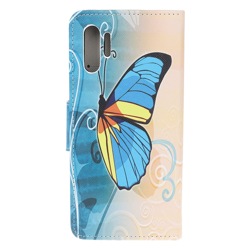 Pattern Printing Cross Texture Leather Wallet Case for Samsung Galaxy Note 10 Plus / Note 10 Plus 5G - Blue Butterfly-4