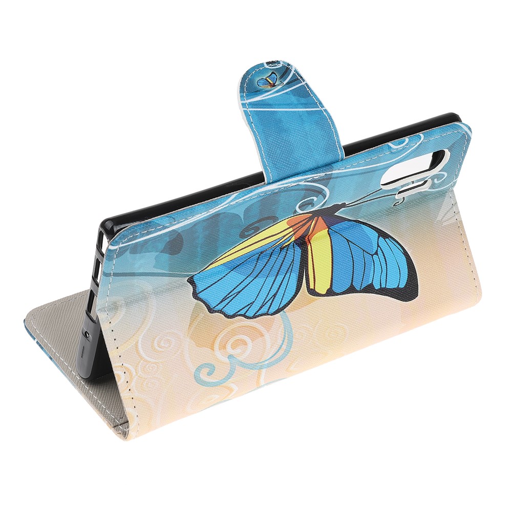 Pattern Printing Cross Texture Leather Wallet Case for Samsung Galaxy Note 10 Plus / Note 10 Plus 5G - Blue Butterfly-5