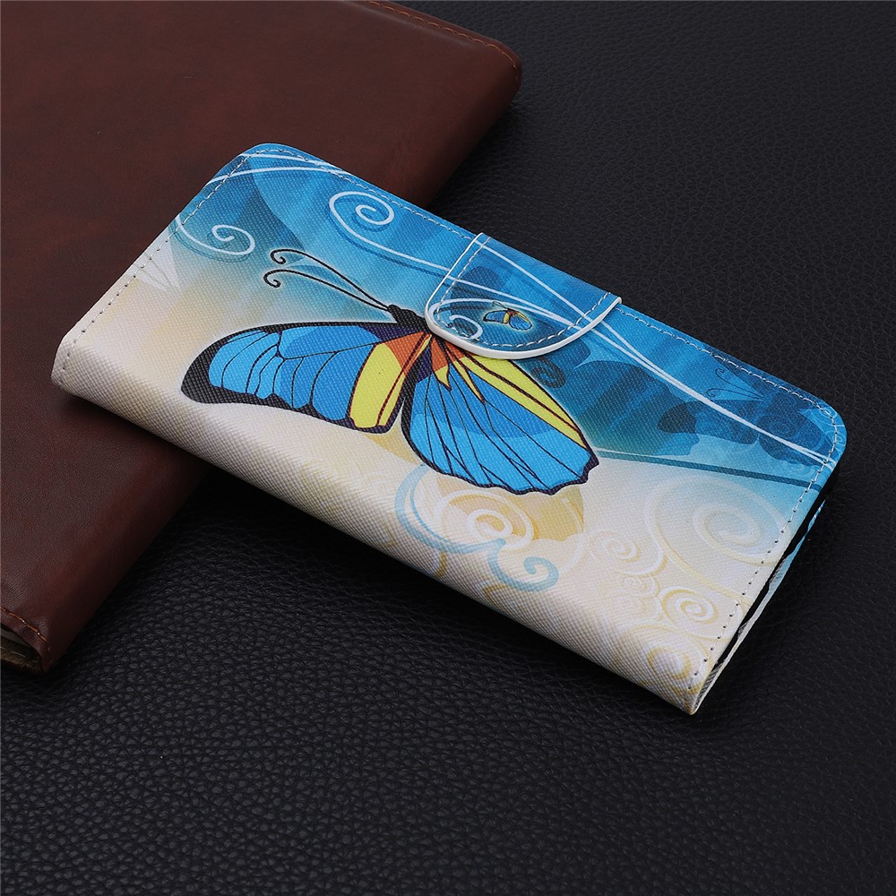 Pattern Printing Cross Texture Leather Wallet Case for Samsung Galaxy Note 10 Plus / Note 10 Plus 5G - Blue Butterfly-6