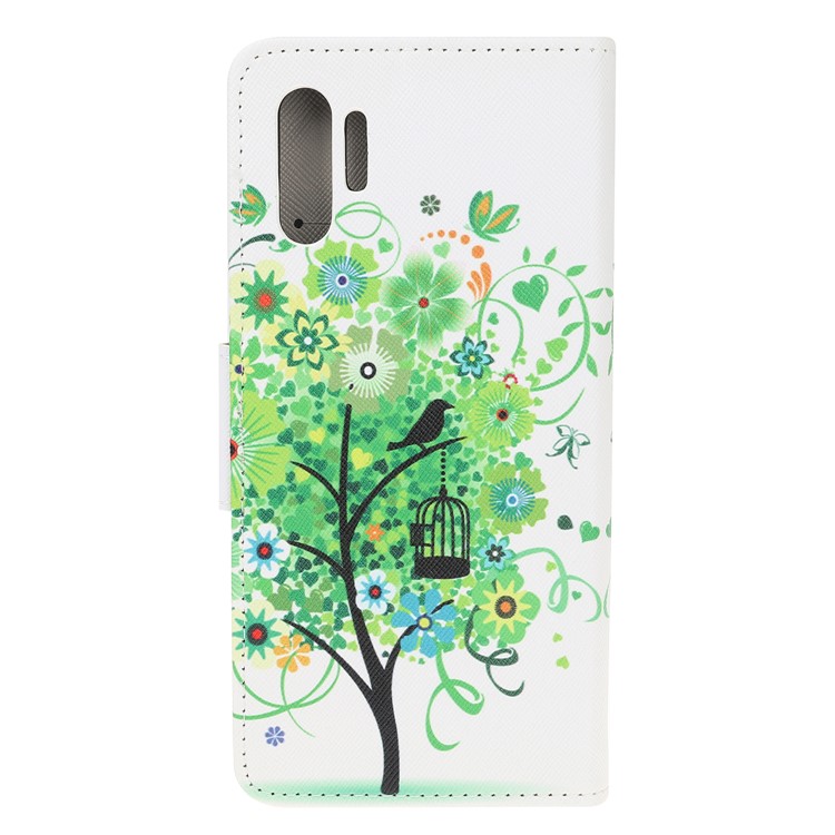 Pattern Printing Cross Texture Leather Wallet Case for Samsung Galaxy Note 10 Plus / Note 10 Plus 5G - Green Tree-4
