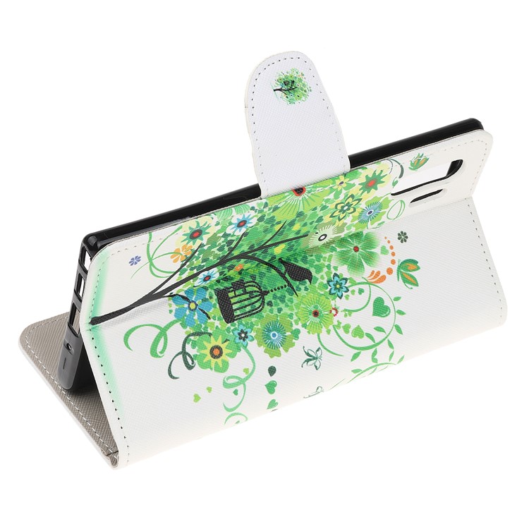 Pattern Printing Cross Texture Leather Wallet Case for Samsung Galaxy Note 10 Plus / Note 10 Plus 5G - Green Tree-5