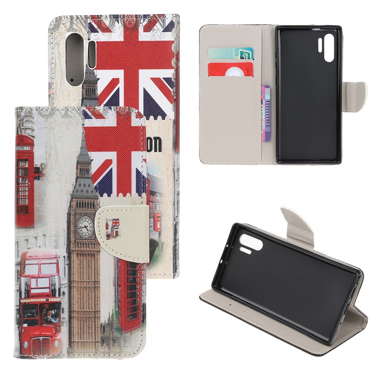 Pattern Printing Cross Texture Leather Wallet Case for Samsung Galaxy Note 10 Plus / Note 10 Plus 5G - Big Ben and UK Flag-1