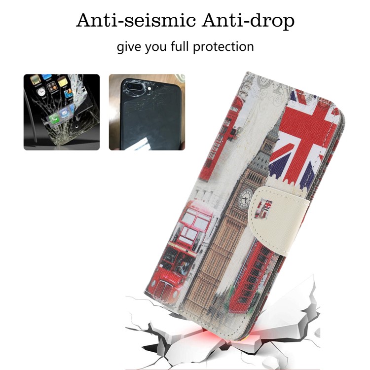 Pattern Printing Cross Texture Leather Wallet Case for Samsung Galaxy Note 10 Plus / Note 10 Plus 5G - Big Ben and UK Flag-2