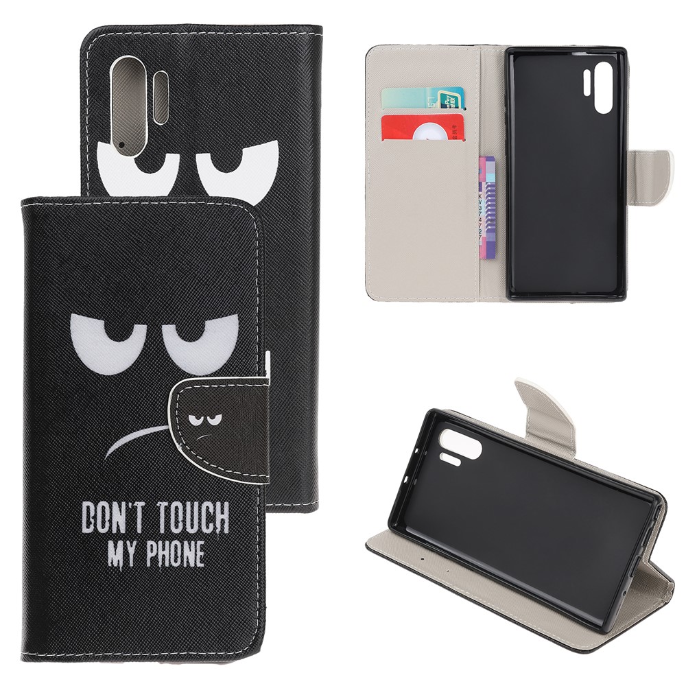 Pattern Printing Cross Texture Leather Wallet Case for Samsung Galaxy Note 10 Plus / Note 10 Plus 5G - Do not Touch My Phone-1
