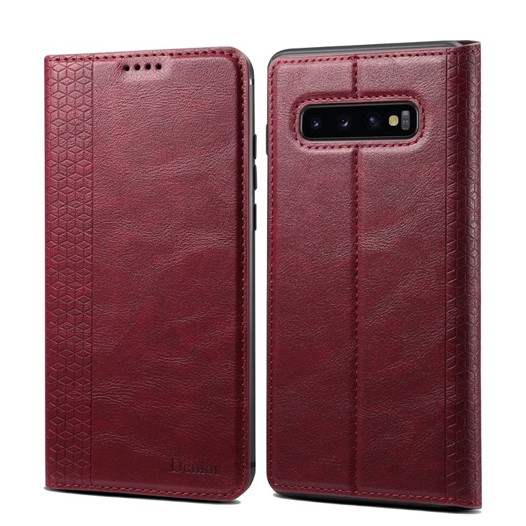 Auto-absorbed DF PU Leather + TPU Phone Cover for Samsung Galaxy S10 Plus - Red-1