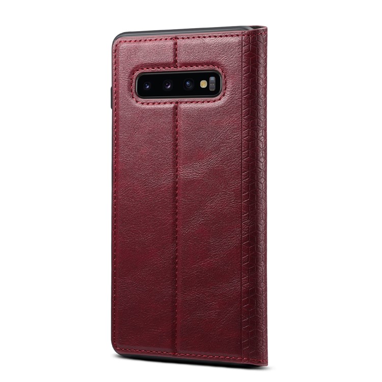 Auto-absorbed DF PU Leather + TPU Phone Cover for Samsung Galaxy S10 Plus - Red-3