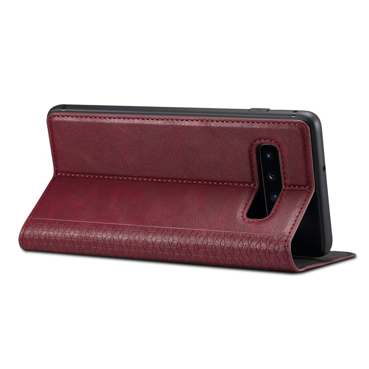 Auto-absorbed DF PU Leather + TPU Phone Cover for Samsung Galaxy S10 Plus - Red-5