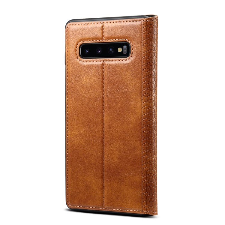 Auto-absorbed DF PU Leather + TPU Phone Case for Samsung Galaxy S10 - Brown-3