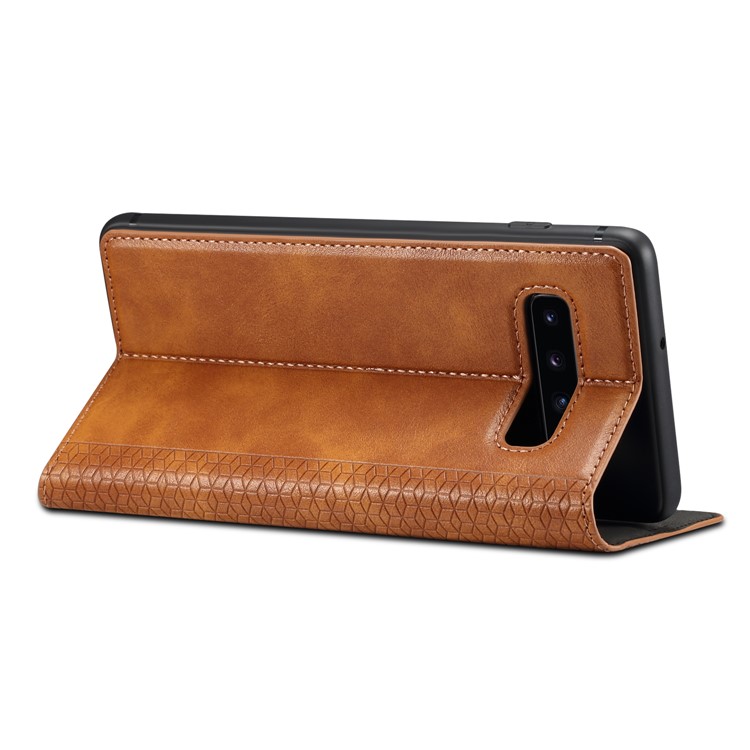 Auto-absorbed DF PU Leather + TPU Phone Case for Samsung Galaxy S10 - Brown-5
