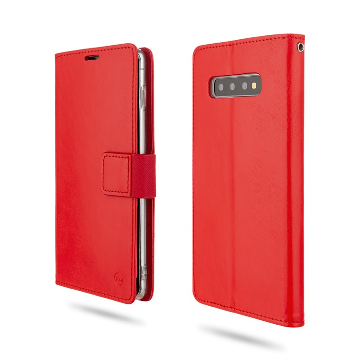 ROAR Square Leather Phone Shell Case for Samsung Galaxy S10 Plus - Red-1