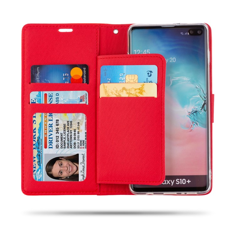ROAR Square Leather Phone Shell Case for Samsung Galaxy S10 Plus - Red-3