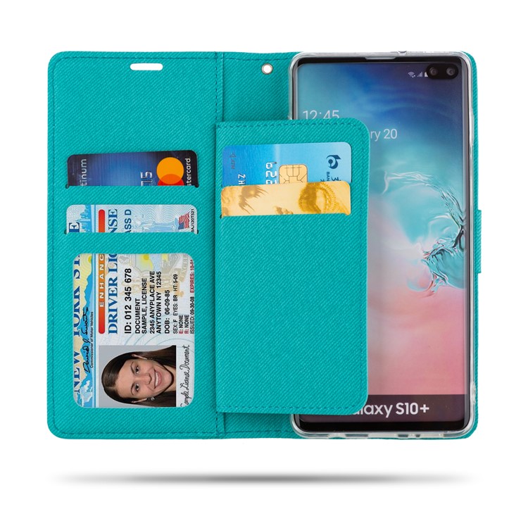 ROAR Square Leather Phone Shell Case for Samsung Galaxy S10 Plus - Cyan-3