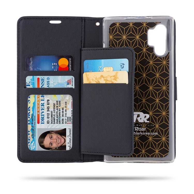 ROAR PU Leather + TPU Wallet Phone Shell for Samsung Galaxy Note 10 Plus/Note 10 Plus 5G - Black-2