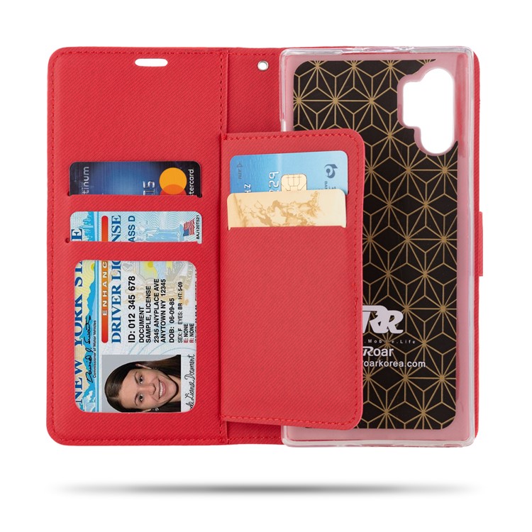 ROAR PU Leather + TPU Wallet Phone Shell for Samsung Galaxy Note 10 Plus/Note 10 Plus 5G - Red-2