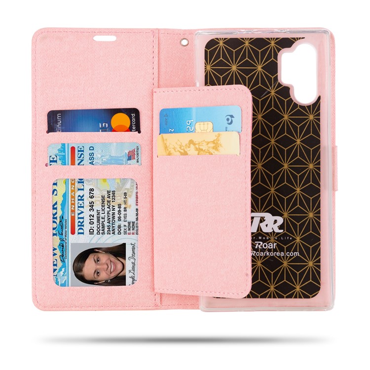 ROAR PU Leather + TPU Wallet Phone Shell for Samsung Galaxy Note 10 Plus/Note 10 Plus 5G - Pink-2
