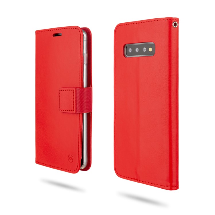 ROAR PU Leather + TPU Phone Wallet Case Shell for Samsung Galaxy S10 - Red-1