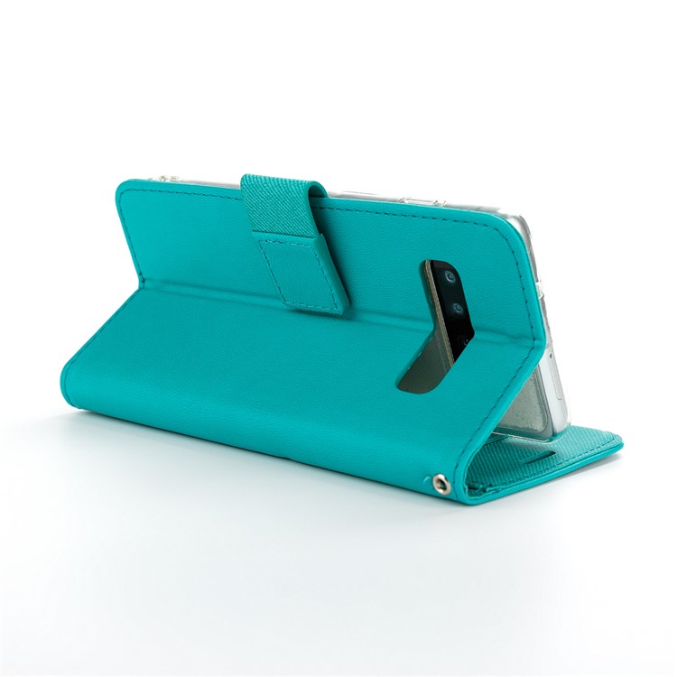 ROAR PU Leather + TPU Phone Wallet Case Shell for Samsung Galaxy S10 - Cyan-2