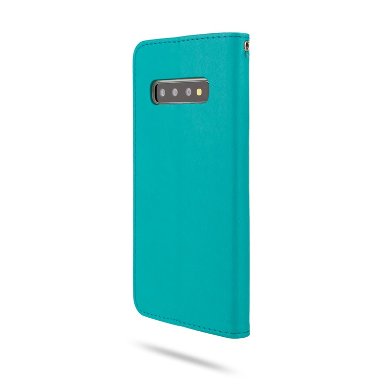 ROAR PU Leather + TPU Phone Wallet Case Shell for Samsung Galaxy S10 - Cyan-4