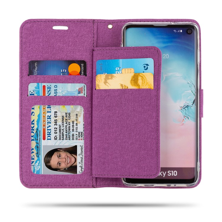 ROAR PU Leather + TPU Phone Wallet Case Shell for Samsung Galaxy S10 - Purple-3