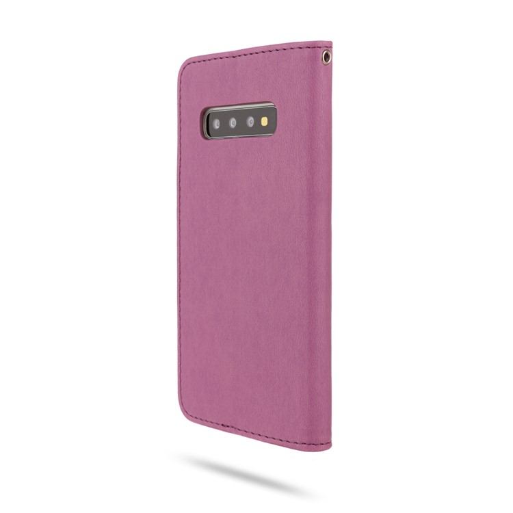 ROAR PU Leather + TPU Phone Wallet Case Shell for Samsung Galaxy S10 - Purple-4