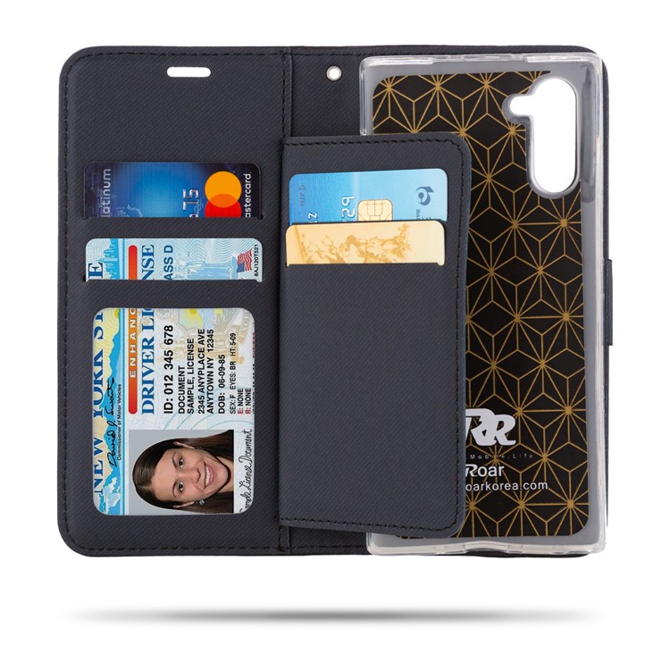 ROAR PU Leather + TPU Wallet Stand Phone Shell for Samsung Galaxy Note 10/Galaxy Note 10 5G - Black-2