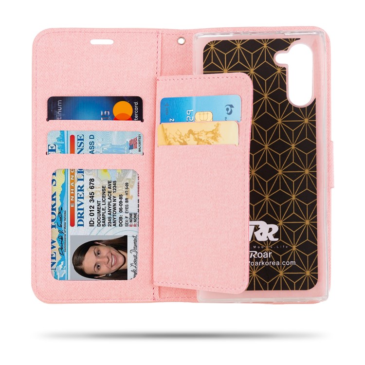 ROAR PU Leather + TPU Wallet Stand Phone Shell for Samsung Galaxy Note 10/Galaxy Note 10 5G - Pink-2