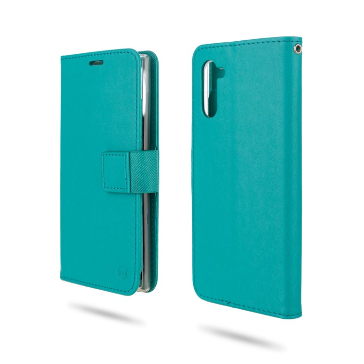 ROAR PU Leather + TPU Wallet Stand Phone Shell for Samsung Galaxy Note 10/Galaxy Note 10 5G - Cyan-1