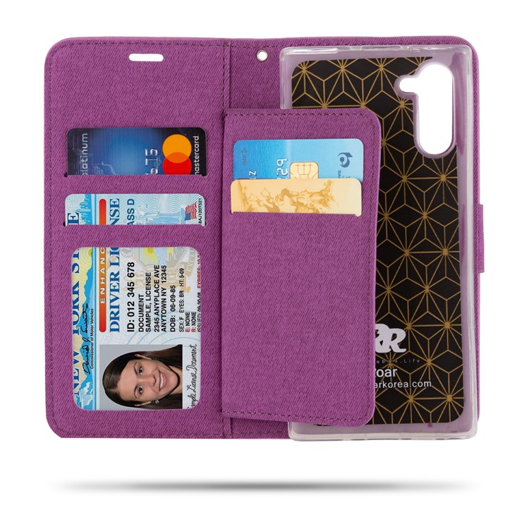 ROAR PU Leather + TPU Wallet Stand Phone Shell for Samsung Galaxy Note 10/Galaxy Note 10 5G - Purple-2