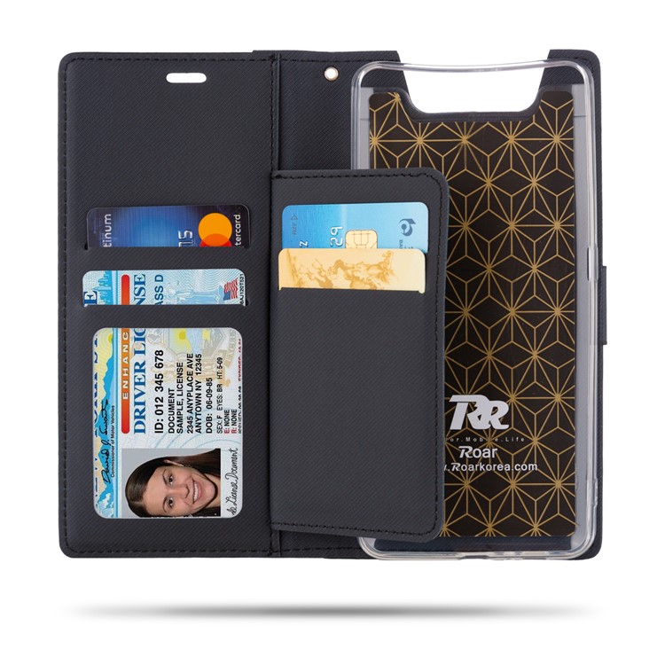 ROAR PU Leather + TPU Stand Wallet Phone Case for Samsung Galaxy A80/Galaxy A90 - Black-2