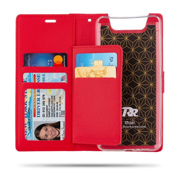 ROAR PU Leather + TPU Stand Wallet Phone Case for Samsung Galaxy A80/Galaxy A90 - Red-2