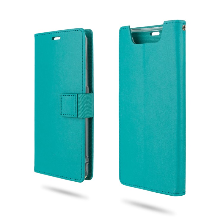 ROAR PU Leather + TPU Stand Wallet Phone Case for Samsung Galaxy A80/Galaxy A90 - Cyan-1