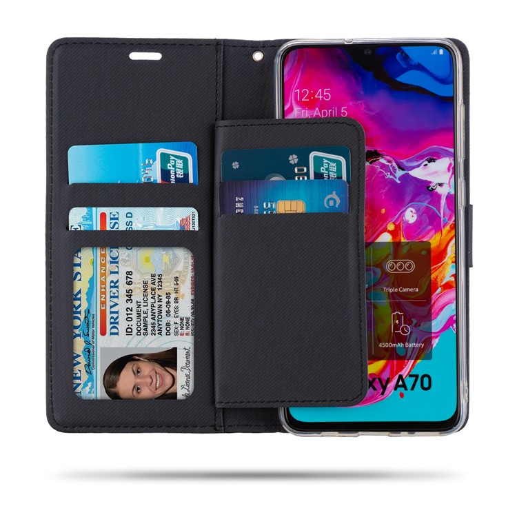 Custodia In Pelle ROAR PU + Telefono Portafoglio TPU Per Samsung Galaxy A70 - Nero-2