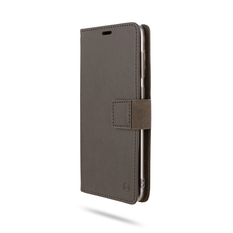 Cáscara Del Soporte De La Cartera Del Teléfono De TPU + Del Cuero De La PU De ROAR Para La Galaxia A70 De Samsung - Gris-4