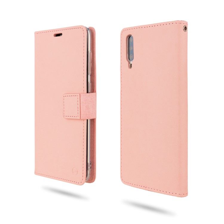 ROAR PU Leather + TPU Phone Wallet Stand Shell for Samsung Galaxy A70 - Pink-1
