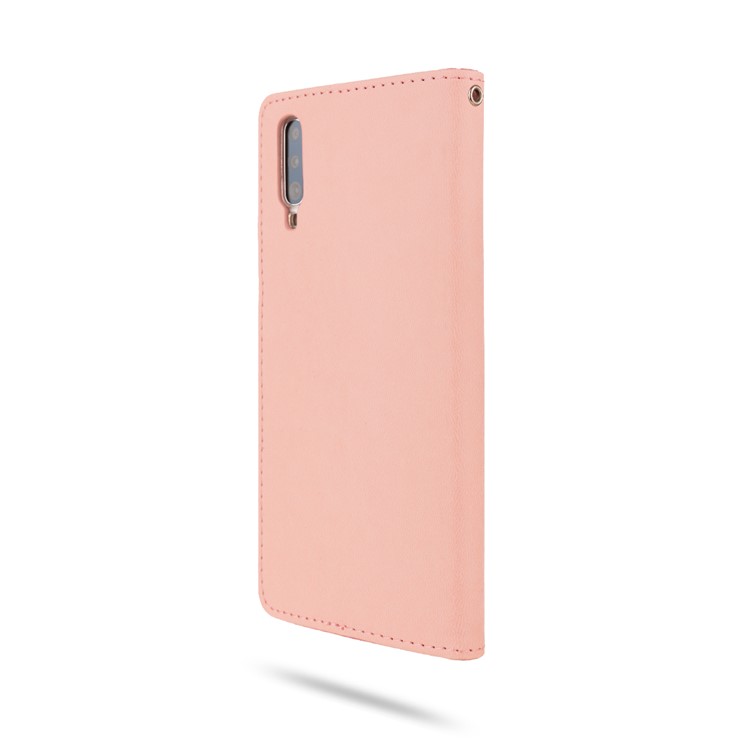 ROAR PU Leather + TPU Phone Wallet Stand Shell for Samsung Galaxy A70 - Pink-5