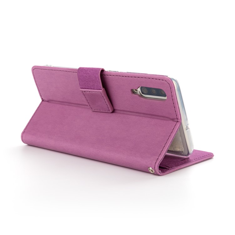ROAR PU Leather + TPU Phone Wallet Stand Shell for Samsung Galaxy A70 - Purple-3