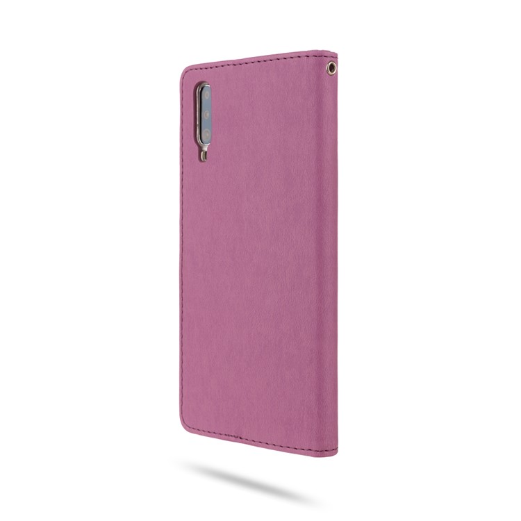 ROAR PU Leather + TPU Phone Wallet Stand Shell for Samsung Galaxy A70 - Purple-5