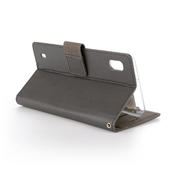ROAR PU Leather + TPU Stand Wallet Phone Cover for Samsung Galaxy A10 - Grey-3