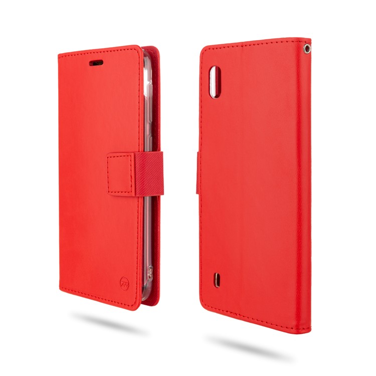 ROAR PU Leather + TPU Stand Wallet Phone Cover for Samsung Galaxy A10 - Red-1